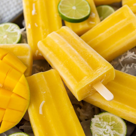 Mango Lime Popsicles in a serving tray