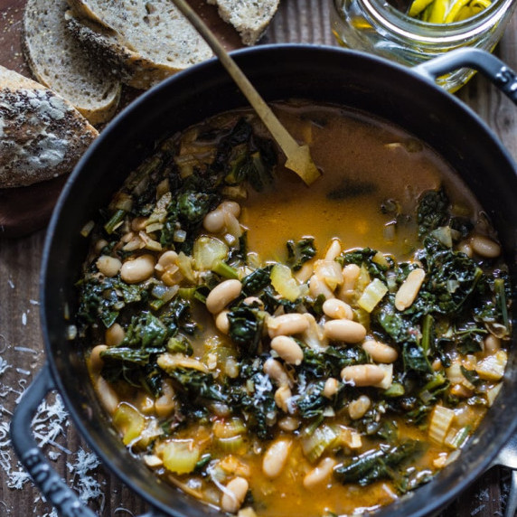 ribollita, or tuscan white bean and kale stew